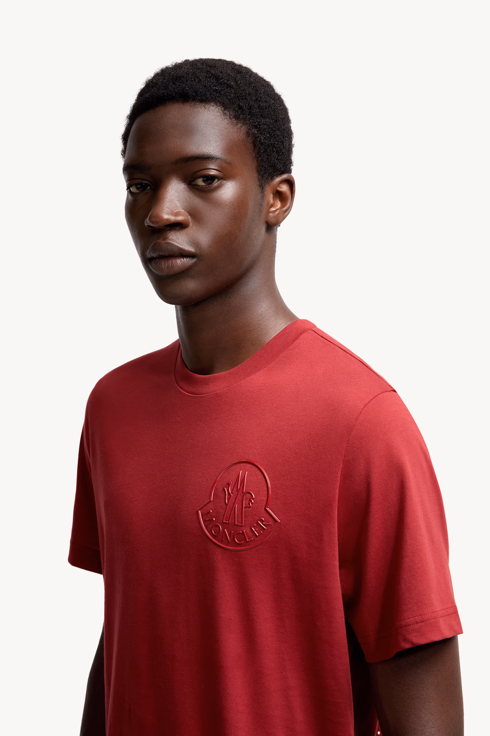 Three-Dimensional Logo Cotton T-Shirt Men Dark Red Moncler 4